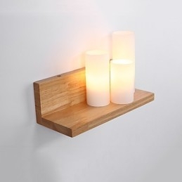 Applique da parete moderna effetto ossido nero, legno/bambù e vetro, E27 60 W