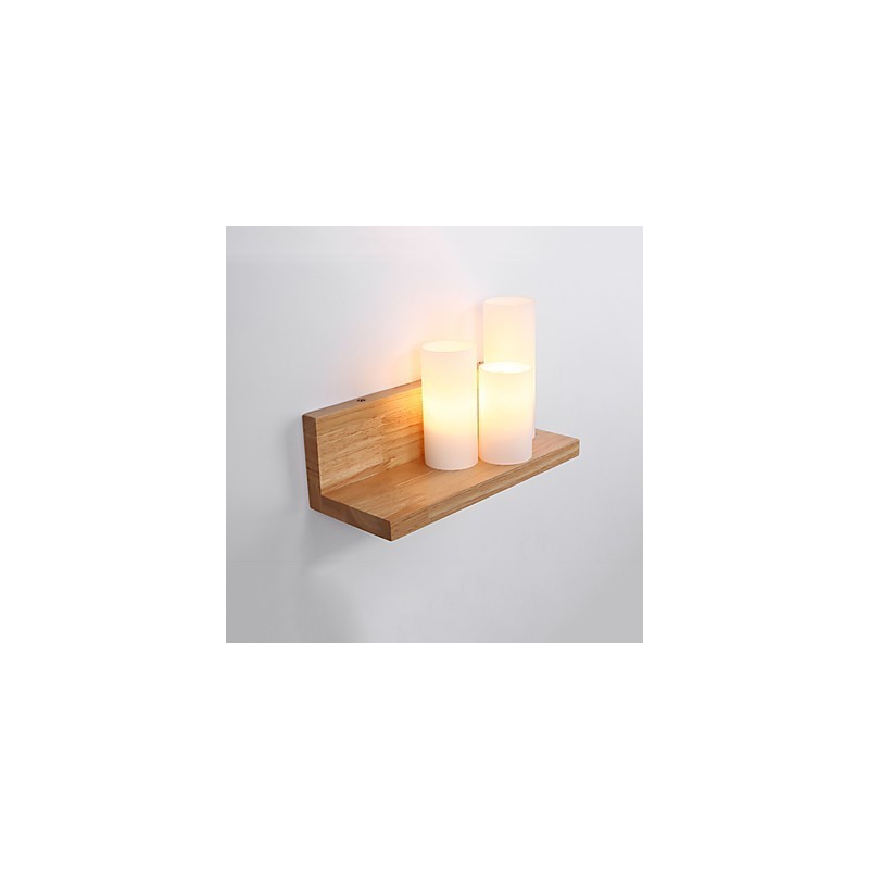 Applique da parete moderna effetto ossido nero, legno/bambù e vetro, E27 60 W