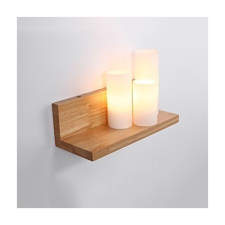 Applique da parete moderna effetto ossido nero, legno/bambù e vetro, E27 60 W