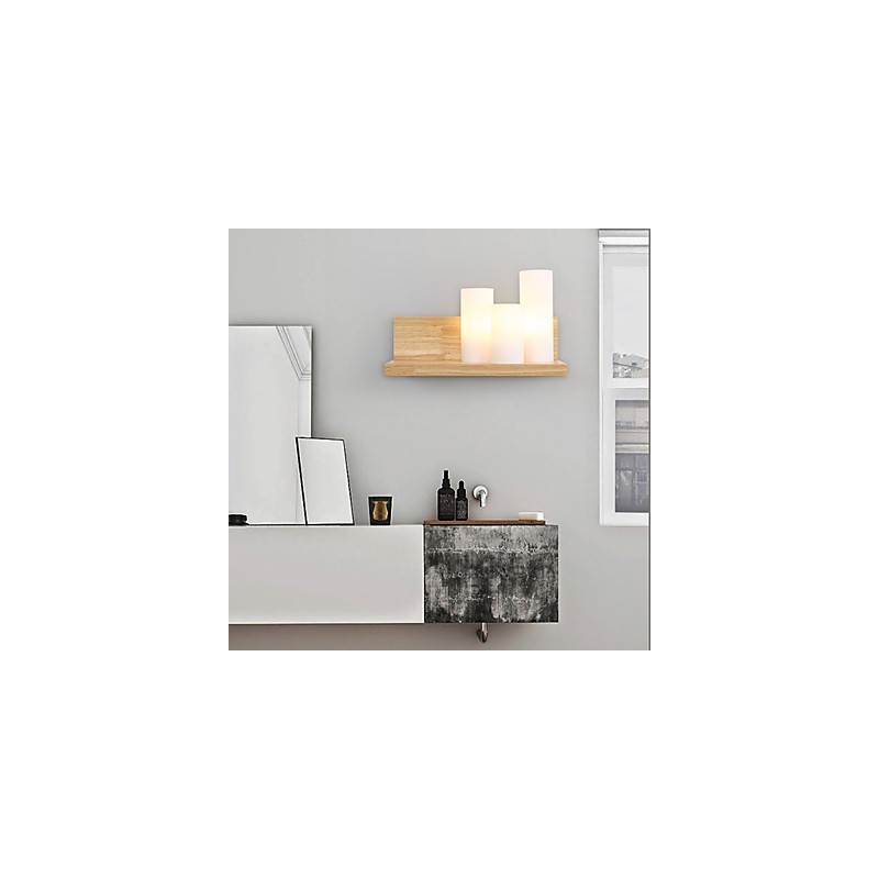 Applique da parete moderna effetto ossido nero, legno/bambù e vetro, E27 60 W