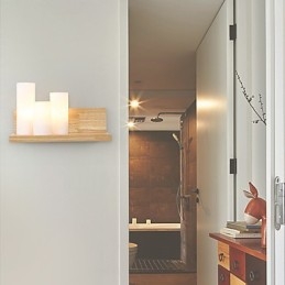 Applique da parete moderna effetto ossido nero, legno/bambù e vetro, E27 60 W