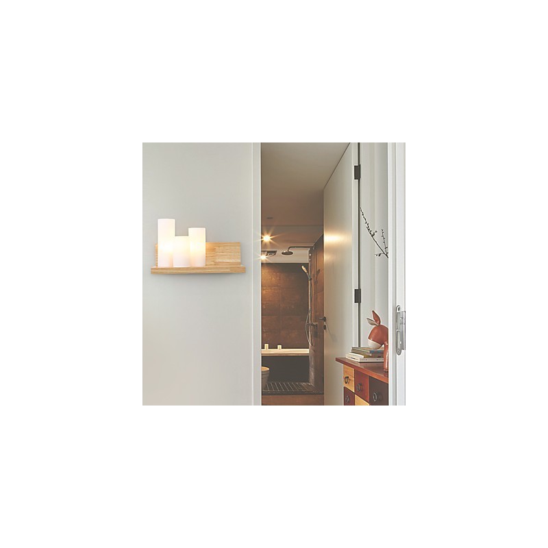 Applique da parete moderna effetto ossido nero, legno/bambù e vetro, E27 60 W