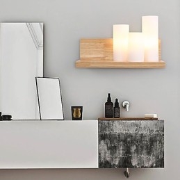 Applique da parete moderna effetto ossido nero, legno/bambù e vetro, E27 60 W