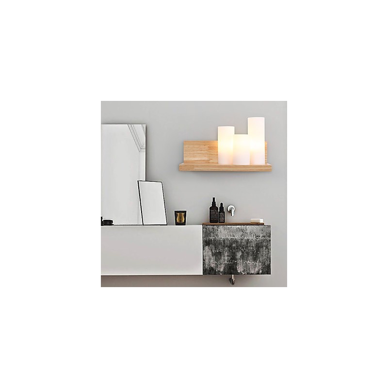 Applique da parete moderna effetto ossido nero, legno/bambù e vetro, E27 60 W