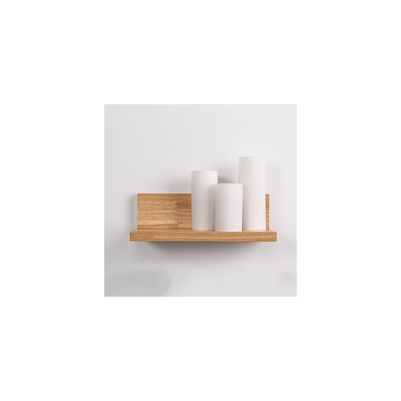 Applique da parete moderna effetto ossido nero, legno/bambù e vetro, E27 60 W