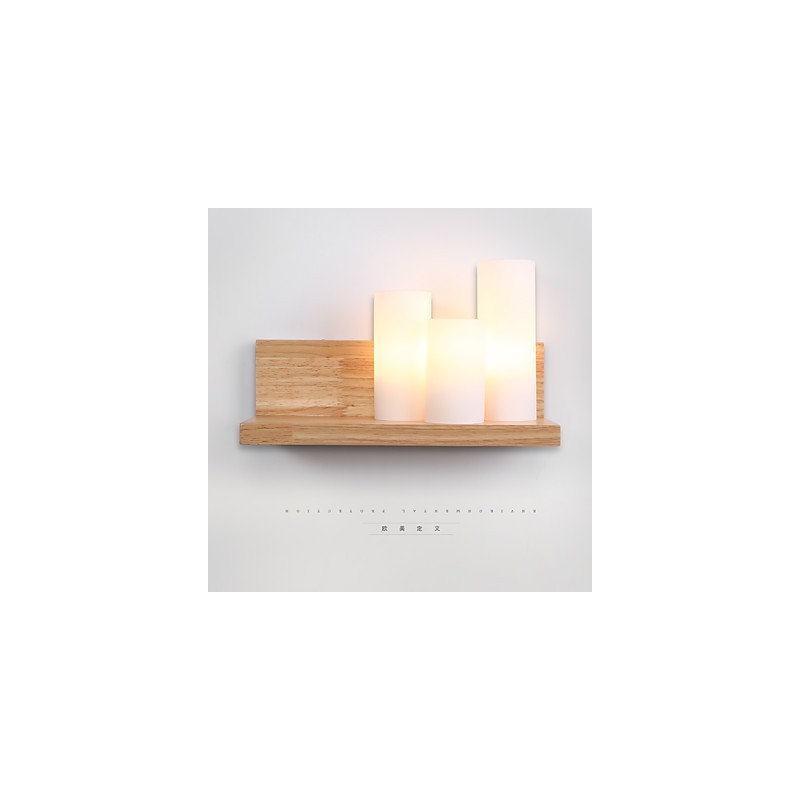 Applique da parete moderna effetto ossido nero, legno/bambù e vetro, E27 60 W