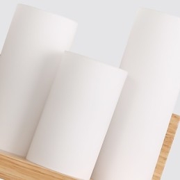 Applique da parete moderna effetto ossido nero, legno/bambù e vetro, E27 60 W