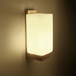 Applique da parete country moderna e contemporanea in legno/bambù e vetro