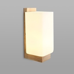 Applique da parete country moderna e contemporanea in legno/bambù e vetro
