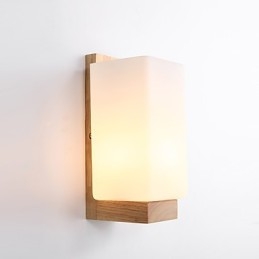 Applique da parete country moderna e contemporanea in legno/bambù e vetro