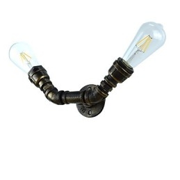 Applique da parete rustica in ottone antico E27 con 2 lampadine
