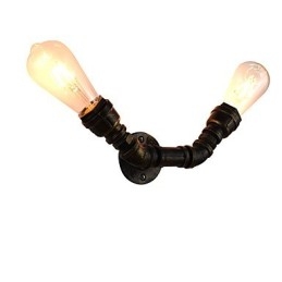 Applique da parete rustica in ottone antico E27 con 2 lampadine