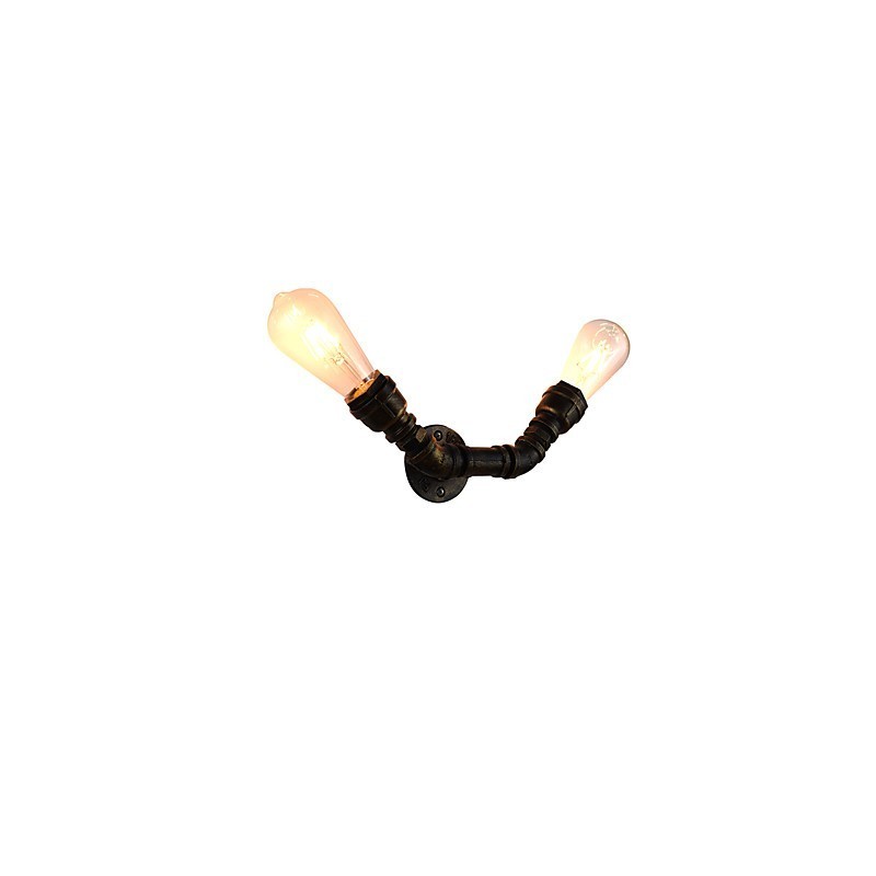 Applique da parete rustica in ottone antico E27 con 2 lampadine