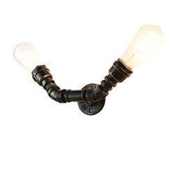 Applique da parete rustica in ottone antico E27 con 2 lampadine