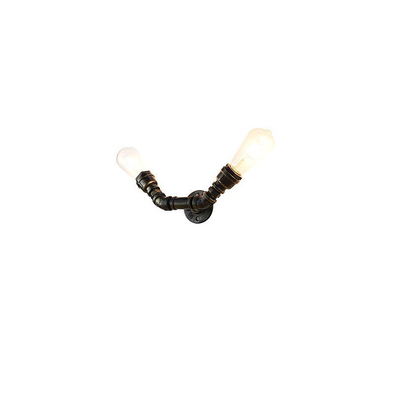 Applique da parete rustica in ottone antico E27 con 2 lampadine