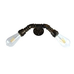 Applique da parete rustica in ottone antico E27 con 2 lampadine