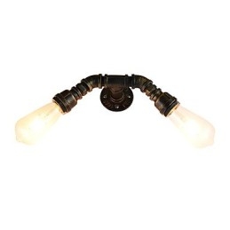 Applique da parete rustica in ottone antico E27 con 2 lampadine