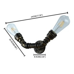 Applique da parete rustica in ottone antico E27 con 2 lampadine