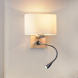 Applique da parete moderna contemporanea in legno/bambù e vetro E27 40 W