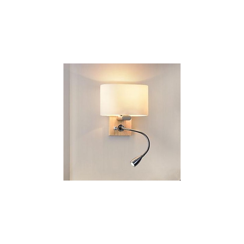 Applique da parete moderna contemporanea in legno/bambù e vetro E27 40 W