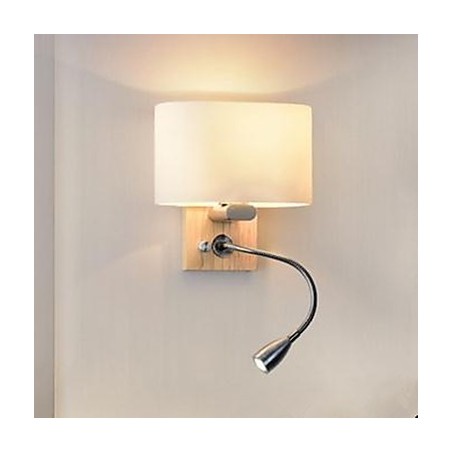 Applique da parete moderna contemporanea in legno/bambù e vetro E27 40 W
