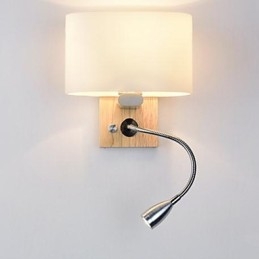 Applique da parete moderna contemporanea in legno/bambù e vetro E27 40 W