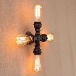 Applique da parete country retrò con braccio oscillante, finitura verniciata, 4 luci E26/E27