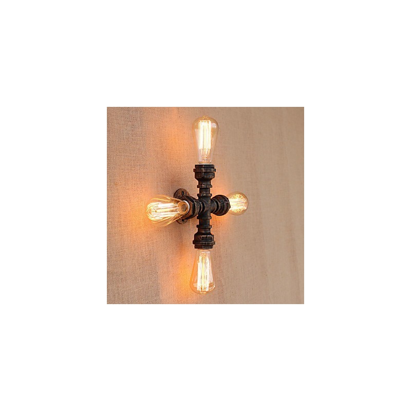 Applique da parete country retrò con braccio oscillante, finitura verniciata, 4 luci E26/E27