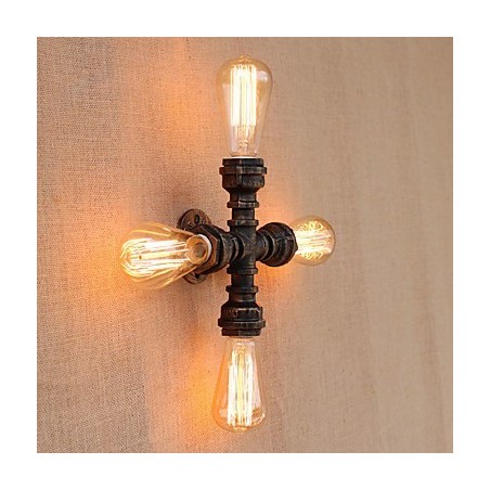 Applique da parete country retrò con braccio oscillante, finitura verniciata, 4 luci E26/E27