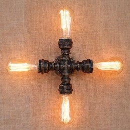 Applique da parete country retrò con braccio oscillante, finitura verniciata, 4 luci E26/E27