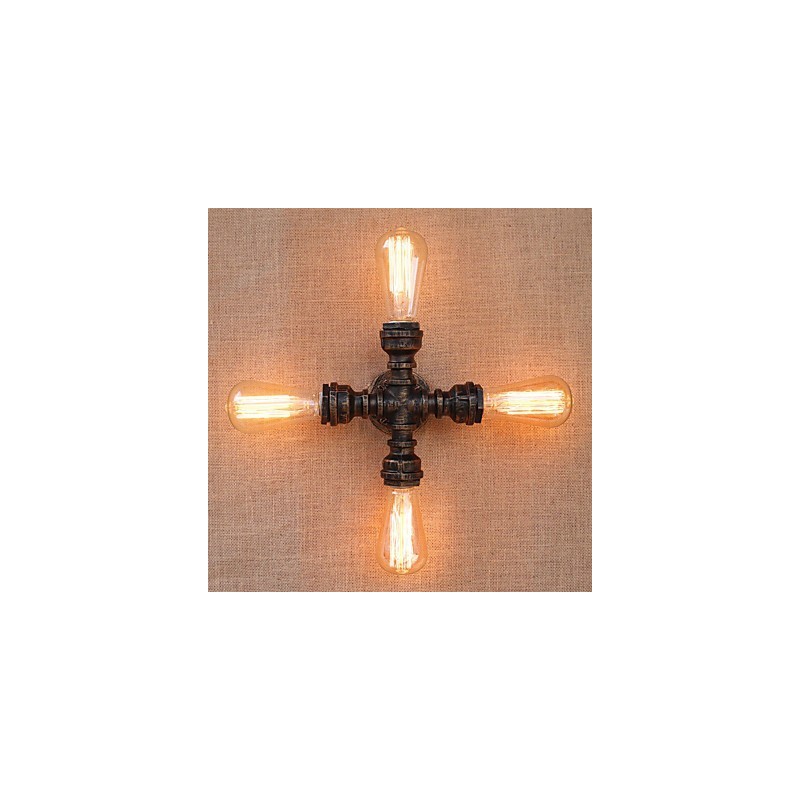 Applique da parete country retrò con braccio oscillante, finitura verniciata, 4 luci E26/E27