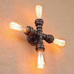 Applique da parete country retrò con braccio oscillante, finitura verniciata, 4 luci E26/E27