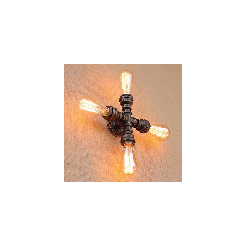 Applique da parete country retrò con braccio oscillante, finitura verniciata, 4 luci E26/E27