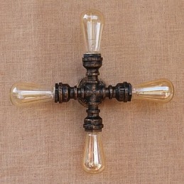 Applique da parete country retrò con braccio oscillante, finitura verniciata, 4 luci E26/E27