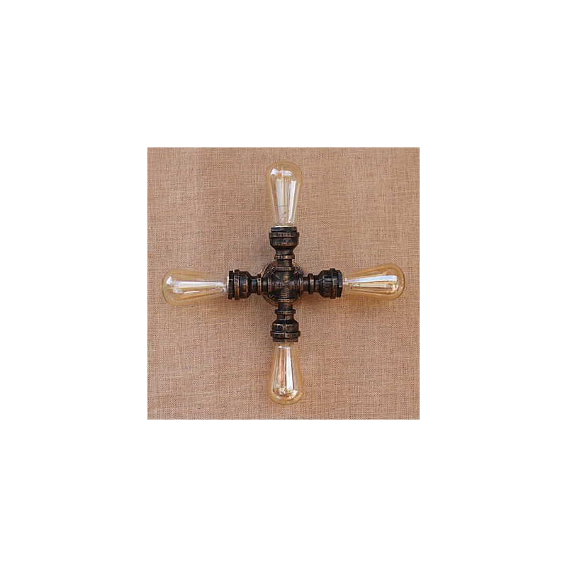 Applique da parete country retrò con braccio oscillante, finitura verniciata, 4 luci E26/E27