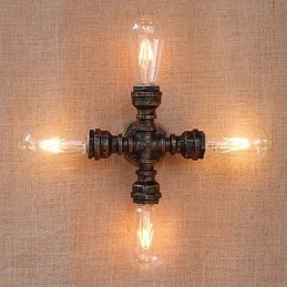 Applique da parete country retrò con braccio oscillante, finitura verniciata, 4 luci E26/E27