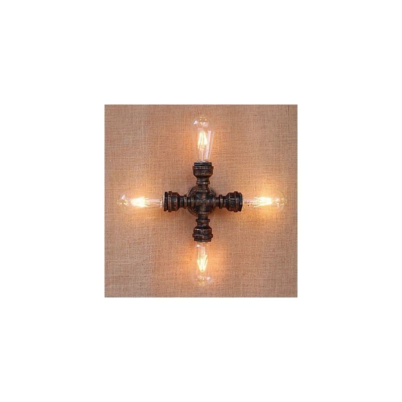 Applique da parete country retrò con braccio oscillante, finitura verniciata, 4 luci E26/E27