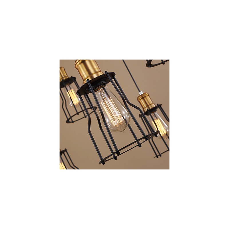 Lampadario country in metallo dipinto con 8 lampadine E26/E27