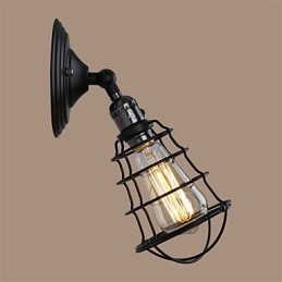 Applique da parete vintage industriale nera in metallo con interruttore, 1 luce, E26/E27