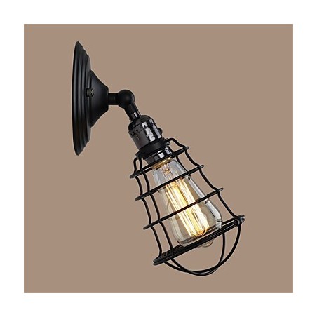 Applique da parete vintage industriale nera in metallo con interruttore, 1 luce, E26/E27