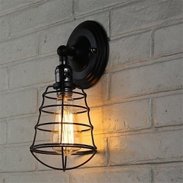 Applique da parete vintage industriale nera in metallo con interruttore, 1 luce, E26/E27
