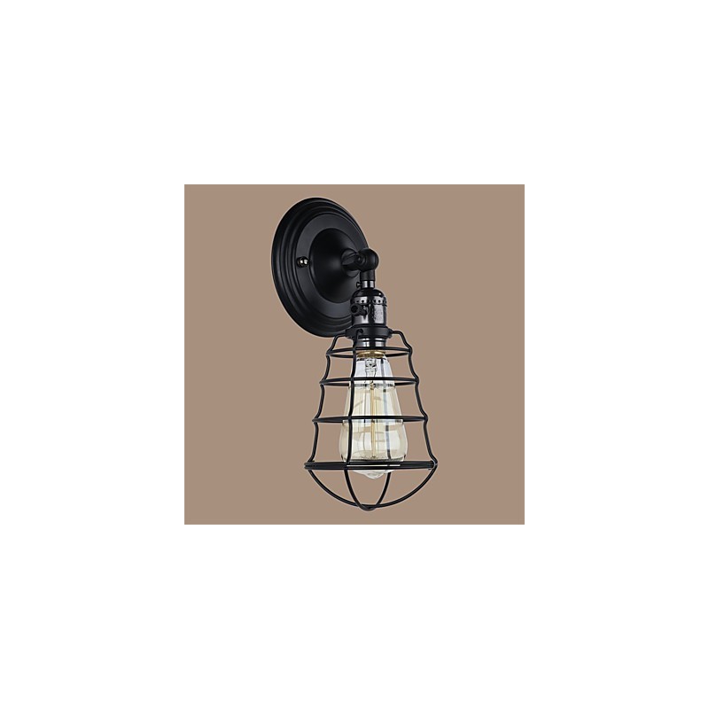 Applique da parete vintage industriale nera in metallo con interruttore, 1 luce, E26/E27