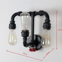 Applique da parete mini rustica dipinta verso l’alto 3 lampadine E26/E27