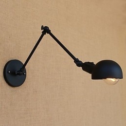 Applique da parete con braccio oscillante in metallo, lampadina E26/E27 inclusa, 4 W