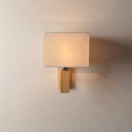 Applique da parete mini con paralume in tessuto e legno massello