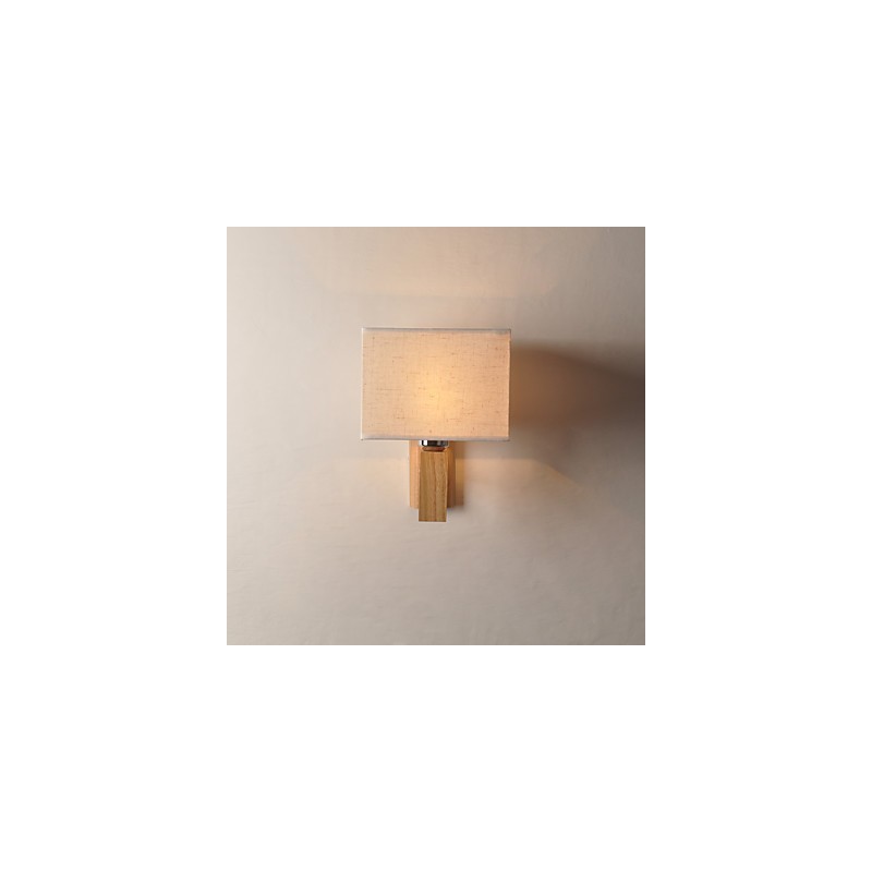 Applique da parete mini con paralume in tessuto e legno massello
