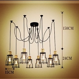 Lampadario country in metallo dipinto con 8 lampadine E26/E27