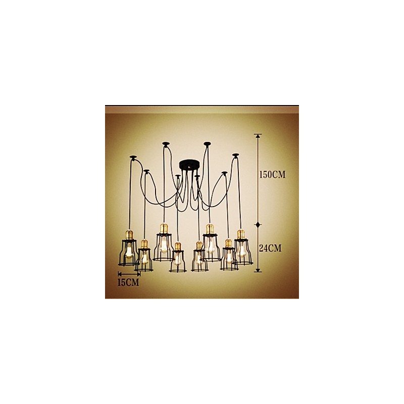 Lampadario country in metallo dipinto con 8 lampadine E26/E27