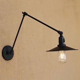 Applique da parete a braccio oscillante stile vintage country verniciata con lampadina