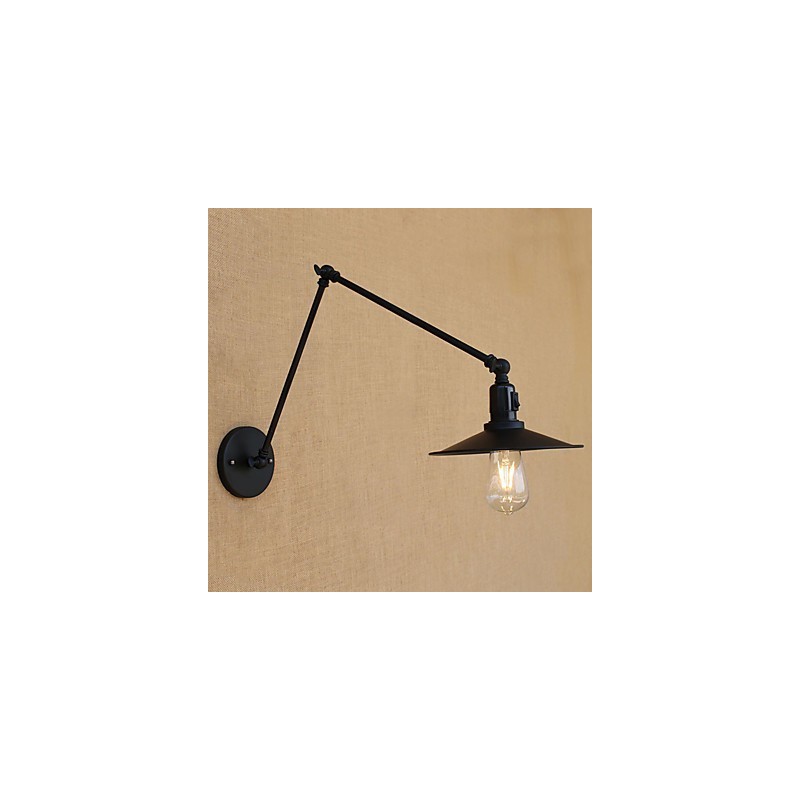 Applique da parete a braccio oscillante stile vintage country verniciata con lampadina